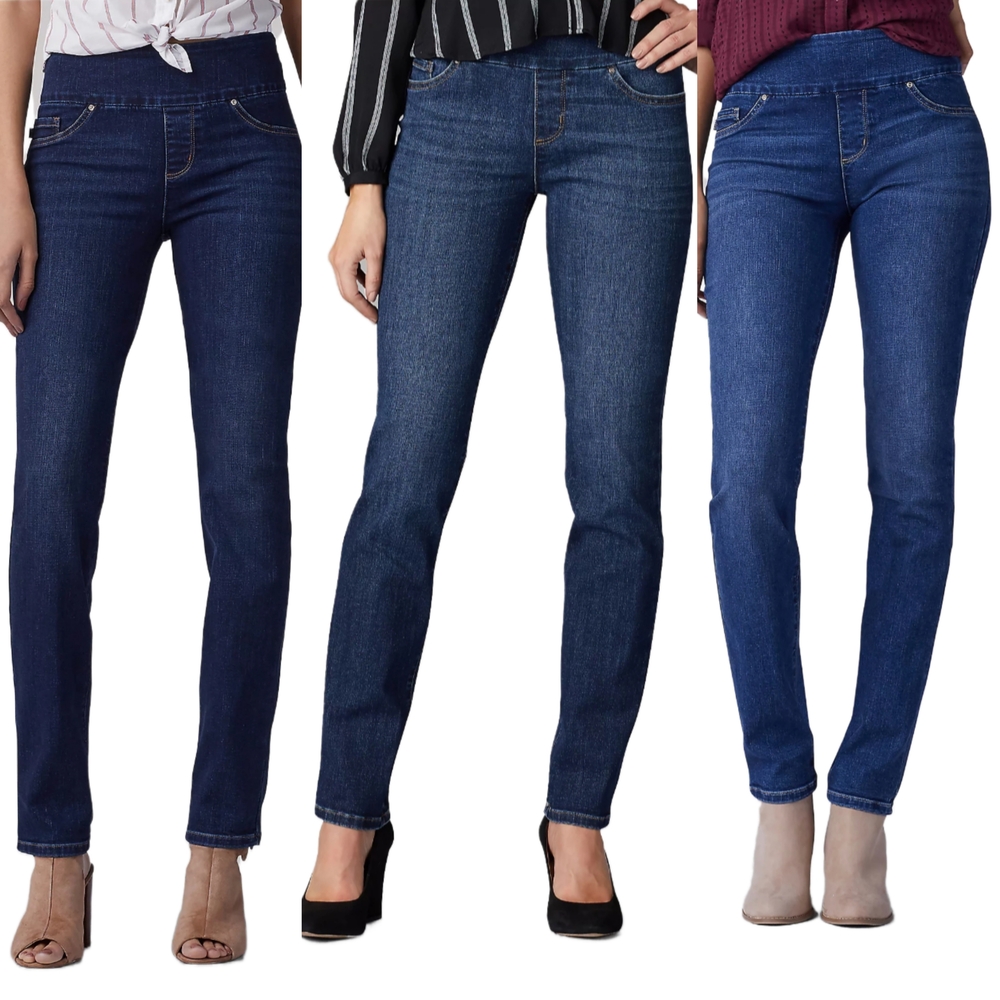 LEE's Faux-Fly Mid-Rise Slim Fit Sculpting Pull-On Jeans/Jeggings Bundle